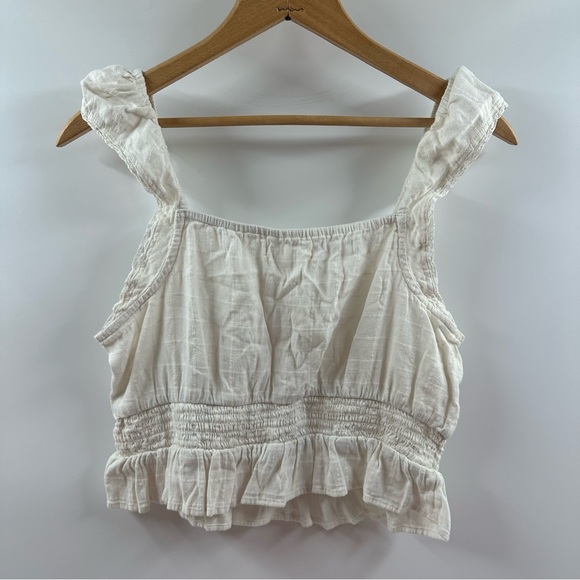 Aeropostale White Lace-Up Cropped Tank Top – Ruffled Straps, Size Medium - Picture 6 of 6